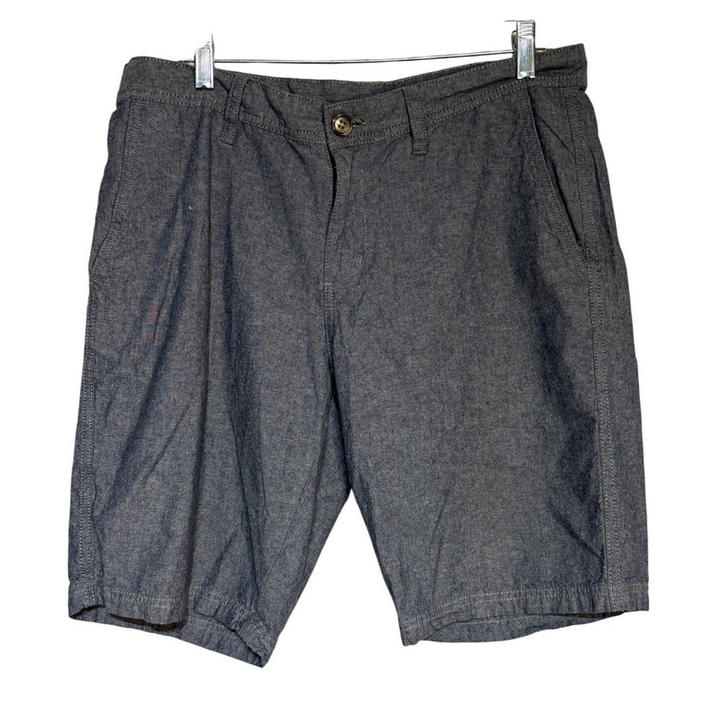 Wallin & Bros Mens Grey Chambray Chino Shorts Size 34 Cotton Flat Front 1909